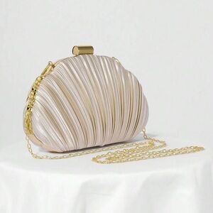 Elegant Gold and Cream Clutch Bag